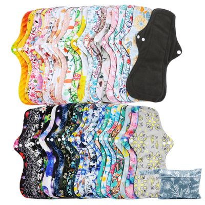 Asenappy 4 PCs Cloth Sanitary Pads Reusable X Large Cloth Menstrual Pads for Heavy Flow Night Use Pantyliners Wet Bag (5randompads)