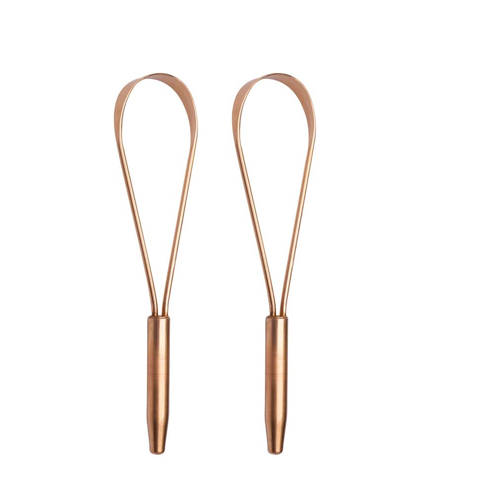 qLoop Copper Tongue Cleaner Easy One Hand Use Larger Surface Coverage Ayurvedic Copper Health for Fresh Breath and Total Oral Hygiene (Set of 2)