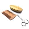 Beard Kit Brush Comb Scissors with Storage Bag Natural Boar Bristle Brush and Dual Action Pear Wood Comb Stocking Stuffers Gift set view 3
