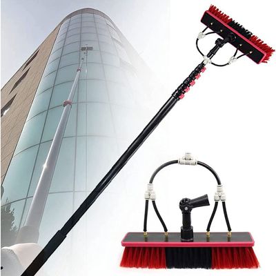 XINGSHANG Water Fed Pole Kit, 3.6-11M Adjustable Window Cleaning Pole - 180 Rotatable Brush Head Telescopic Cleaning Brush Outdoor Window Glass Solar Panel Spray Washer Washing Equipment (12FT/3.6M)