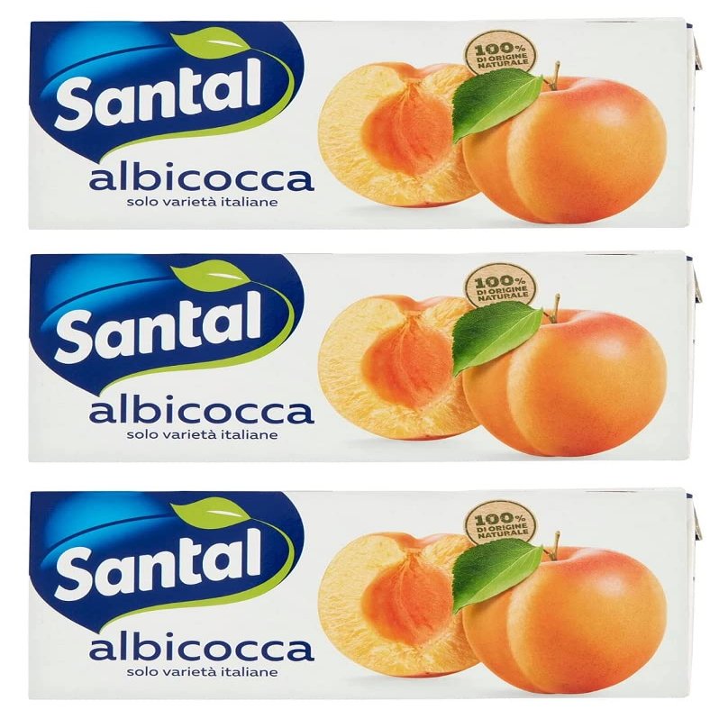 3 x Parmalat Santl Albicocca Apricot Juice Fruit Juice Refreshing Drink Brik 3 x 200 ml