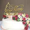 Merry Christmas Cake Topper Reindeer Letter Dessert Food Fruit Cake Toppers Happy New Year Eve Wood Gold Glitter Birthday Gender Reveal Decoration Decorative Gifts for Women Girls view 2