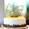 Merry Christmas Cake Topper Reindeer Letter Dessert Food Fruit Cake Toppers Happy New Year Eve Wood Gold Glitter Birthday Gender Reveal Decoration Decorative Gifts for Women Girls view 3