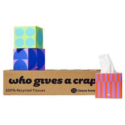 Who Gives A Crap Facial Tissues - Pack of 12 Forest Friendly Tissues, Ultra Soft Tissues Free of Inks, Dyes, or Scents, FSC-Certified