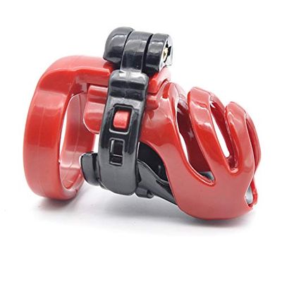 Comfortable Chastity Equipment for Men with 4 Rings, Lightweight Advanced Chastity Cage, Suitable for Exercise (Red)