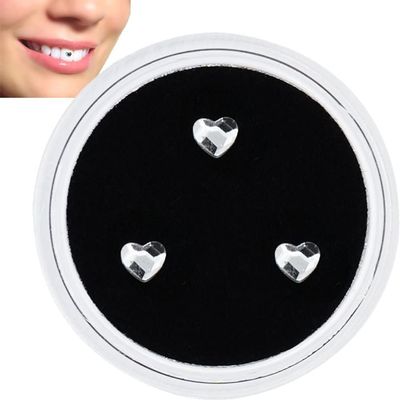 Fopytu 3 Pcs Teeth Heart Shape Beauty Dental Crystal Tooth Ornaments Tooth Gems Teeth Jewelry