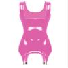CHICTRY Women's Sexy Deep V Neck Backless Criss Cross Lace Up Club Bodycon Mini Dress Latex Dress 2# Hot Pink L view 4