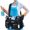 CHZUOBER Large Cleaning Caddy Organizer with Handle, Sponge Shoulder Strap Cleaning Supplies Organizer with Foldable Dividers Zipper Pocket for Cleaners Housekeepers