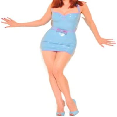 100% Latex Rubber Dress Mixed Sky Blue Strapless Dress XS - XXL 0.45 Mm,As Shown,L