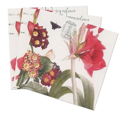 Zelten 2-Ply 20 Count Colored Paper Napkins Shabby Chic Napkins for Wedding Dinner Tea Party Decoration E (Amaryllis Lily, 1)