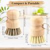2 Pack Dish Scrub Brushes Wooden Pot Cleaning Scrubbers Natural Sisal Palm Bristles Diswashing Brush with Handle Rope for Dishes Pots Pan Wok Skillet Vegetables Kitchen Sink view 2