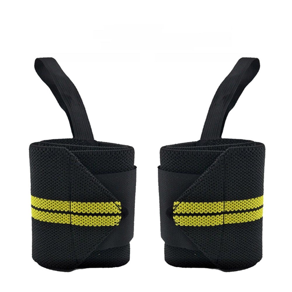 WILLWA 1 Pair Adjustable Bandages Weightlifting Wristbands Wrist Protector Brace Support Sports Grey (Color : YELLOW)