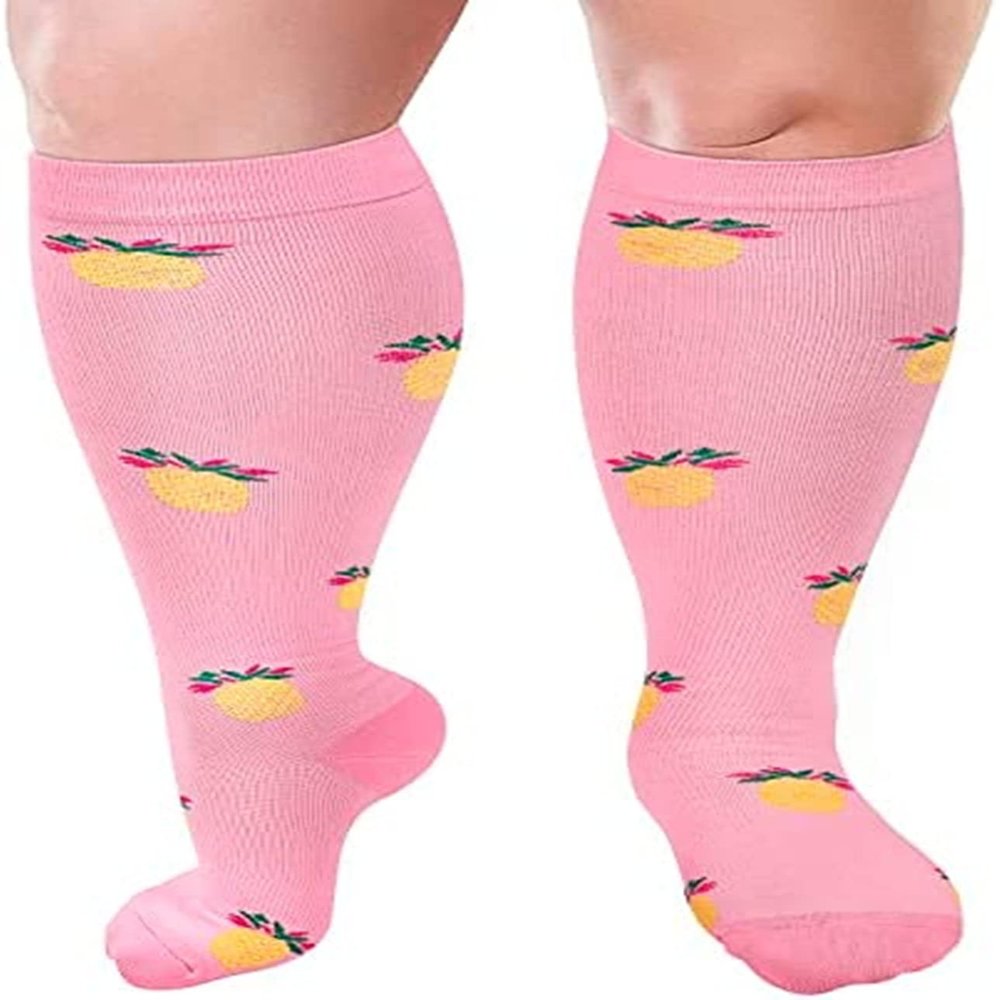 Cheeroyal 1 Pair Plus Size Compression Socks for Women and Men, 20-30mmhg Extra Large Wide Calf Knee High Stockings for Circulation Support (6XL, YS001-65)