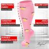Cheeroyal 1 Pair Plus Size Compression Socks for Women and Men, 20-30mmhg Extra Large Wide Calf Knee High Stockings for Circulation Support (4XL, YS001-65) view 3