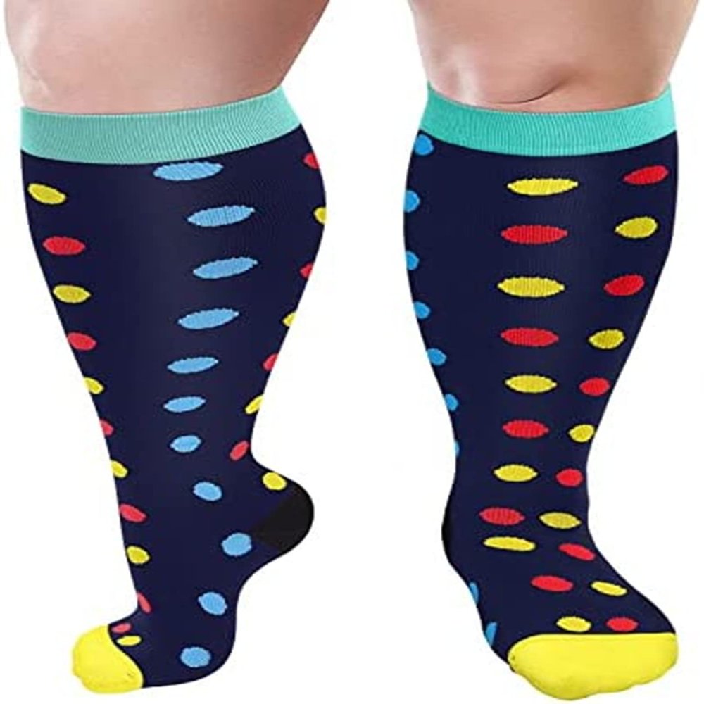 Cheeroyal 1 Pair Plus Size Compression Socks for Women and Men, 20-30mmhg Extra Large Wide Calf Knee High Stockings for Circulation Support (6XL, YS001-13)