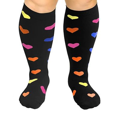 Cheeroyal 1 Pair Plus Size Compression Socks for Women and Men, 20-30mmhg Extra Large Wide Calf Knee High Stockings for Circulation Support (7XL, YS001-18)