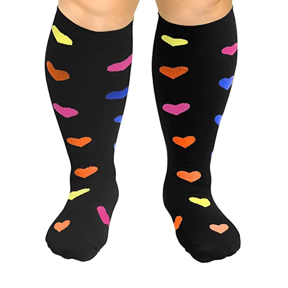 Cheeroyal 1 Pair Plus Size Compression Socks for Women and Men, 20-30mmhg Extra Large Wide Calf Knee High Stockings for Circulation Support (7XL, YS001-18)