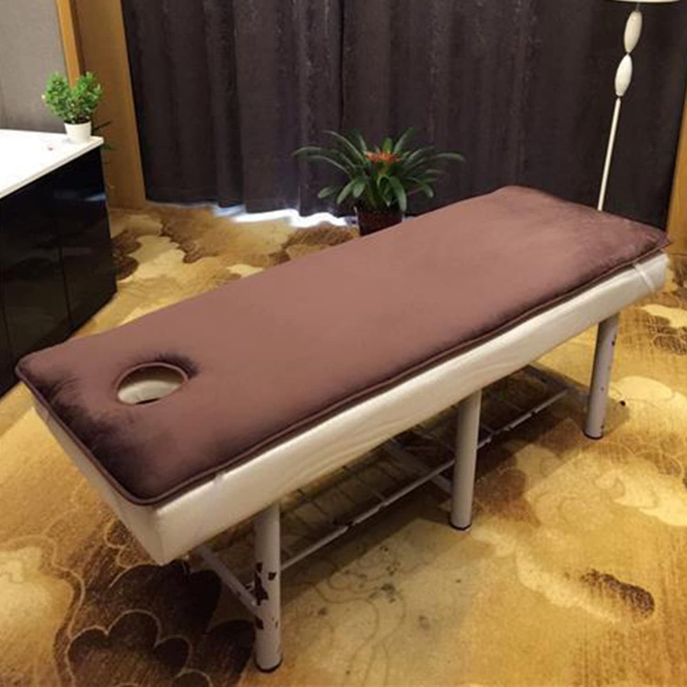 KKCD Thicken Lash Bed Mattress Topper Massage/Spa Table Pad without Bed Square Head Massage Table Mattress Protector with Breath Hole And Elastic Fix Bands on Four Angles,Brown,60x190cm