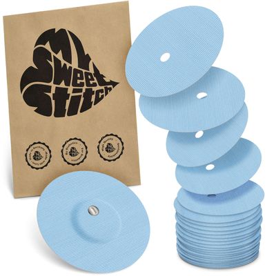 MySweetStitch - 25 x Freestyle Libre 3 Round Patches with Ventilation Hole, Overpatch 60mm, Waterproof, Breathable, Skin-Friendly, Made in Germany, Ice Blue
