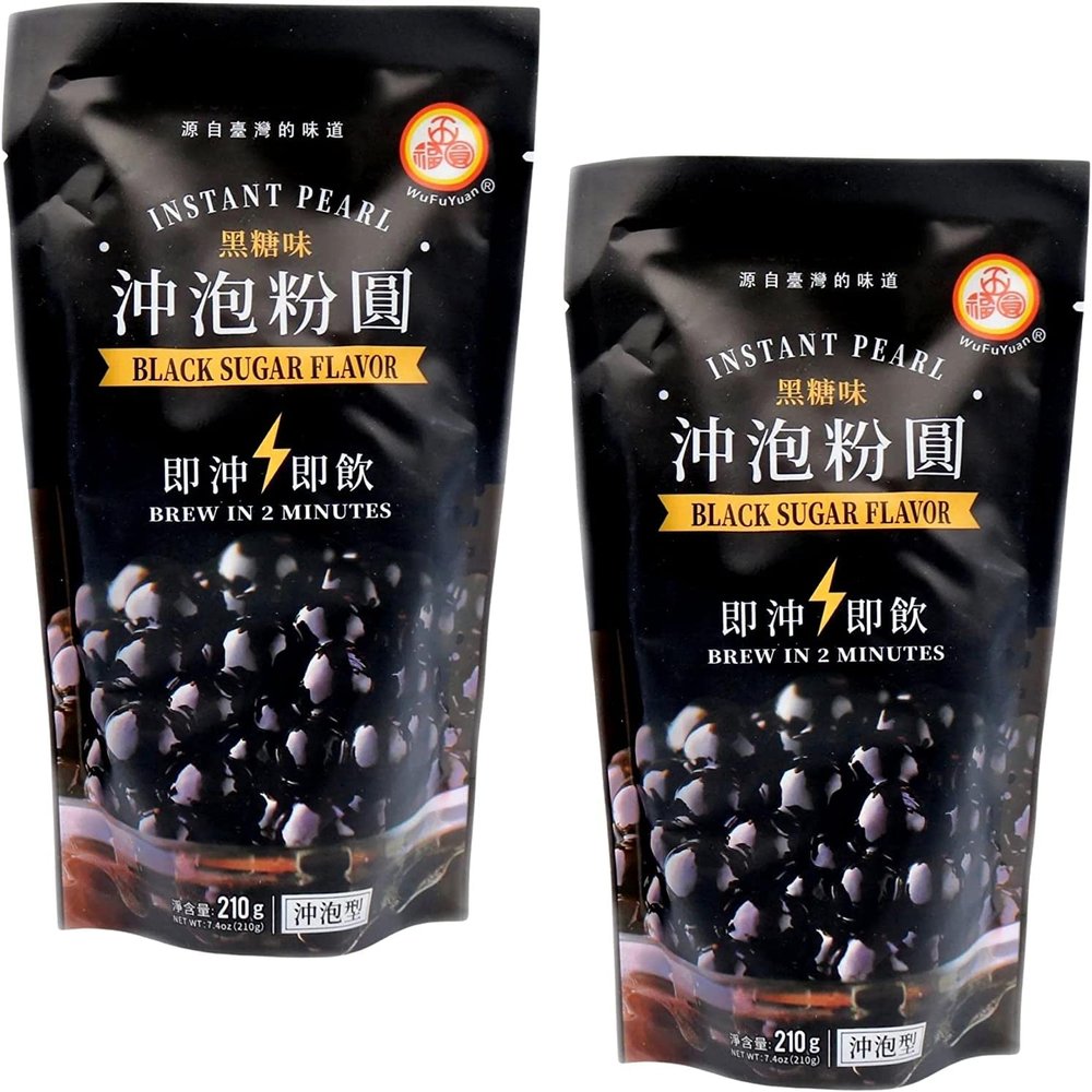 Black Sugar Instant Pearl 210g (Pack of 2-420g) (Brew in 2 Minutes Super Fast Bubble Tea Bobas)