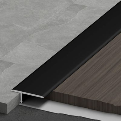 LAIDEPA T Type Metal Aluminum Threshold,Uneven Floor Transition, Carpet To Tile Edge Trim,Transition Strip for Doorways, Building Products, Easy To Install,Matte Black,115cm/45