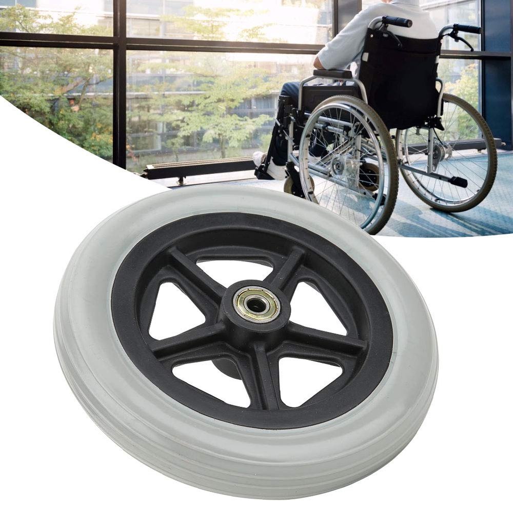 7 inch Replacement Front Wheels for Wheelchair, Rubber Wheelchair Spare Wheels Front Castor Wheels Disabled Anti-Slip Front Caster for Many Standard Wheelchairs Walkers