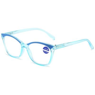 Lanomi Plastic Reading Glasses Blue Light Blocking Readers Women Mens Spring Hinges Anti Eyestrain Computer Eyeglasses Blue 4.0