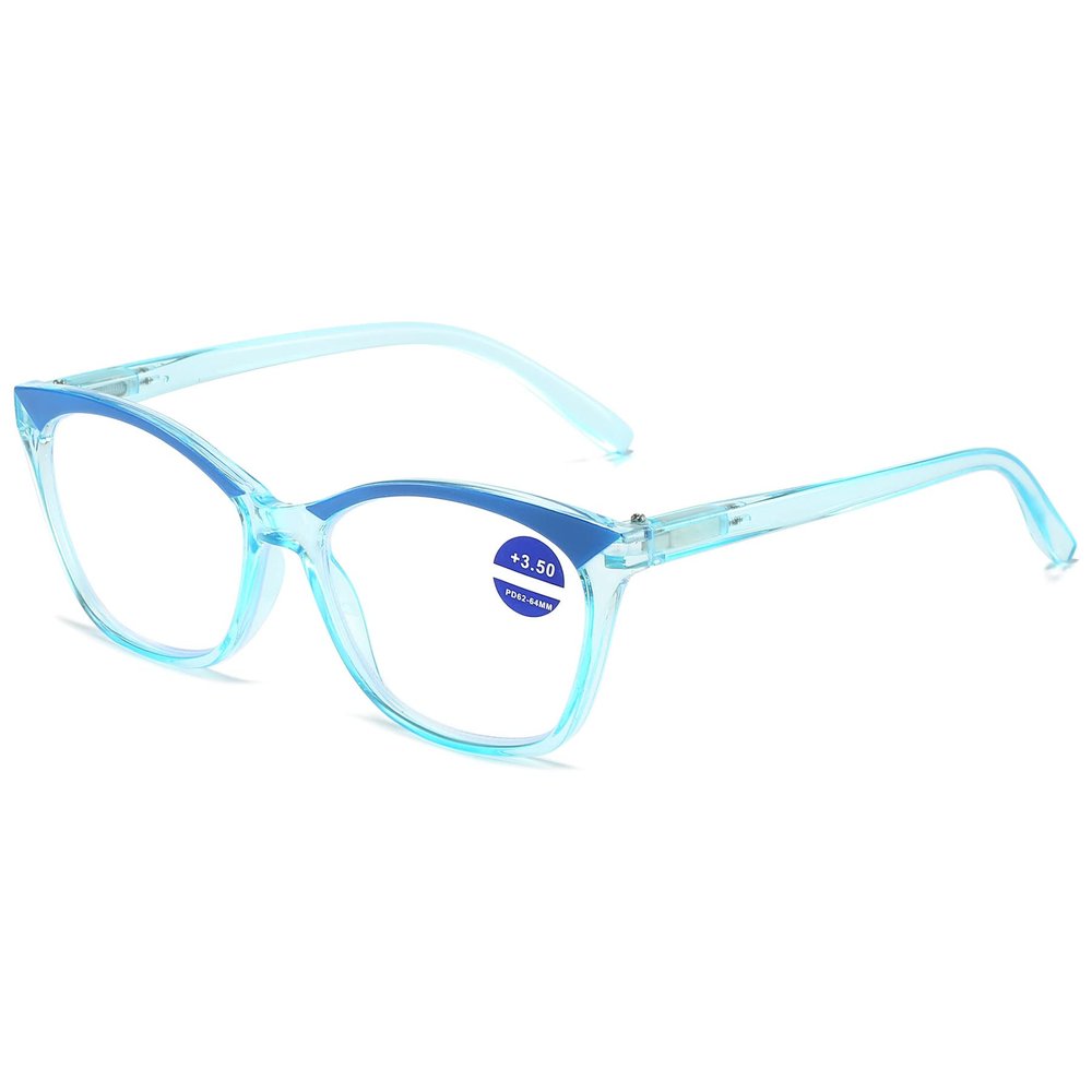 Lanomi Plastic Reading Glasses Blue Light Blocking Readers Women Mens Spring Hinges Anti Eyestrain Computer Eyeglasses Blue 4.0