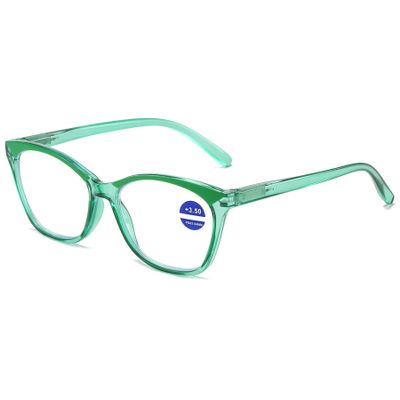 Lanomi Plastic Reading Glasses Blue Light Blocking Readers Women Mens Spring Hinges Anti Eyestrain Computer Eyeglasses Green 1.0
