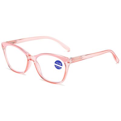 Lanomi Plastic Reading Glasses Blue Light Blocking Readers Women Mens Spring Hinges Anti Eyestrain Computer Eyeglasses Pink 3.5