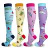 LEOSTEP Compression Socks for Men & Women (4Pair) Non-Slip Long Tube Stocking Ideal for Running,Travel,Flight view 1