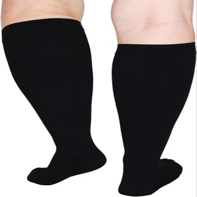 Cheeroyal 2 Packs Plus Size Compression Socks for Women and Men, 20-30mmhg Extra Large Wide Calf Knee High Stockings for Circulation Sport Flight Runnning Nurses Support