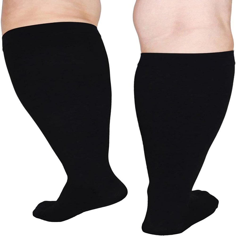 Cheeroyal 2 Packs Plus Size Compression Socks for Women and Men, 20-30mmhg Extra Large Wide Calf Knee High Stockings for Circulation Sport Flight Runnning Nurses Support