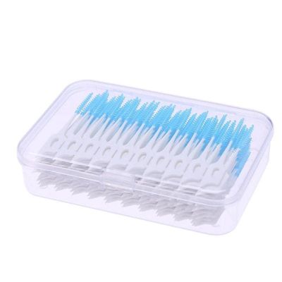 CADENABEAR interdental brushes 160pcs Disposable Dental Floss Oral Care Interdental Brushes Adults Plastic Toothpick Dental Floss Stick Toothpicks tooth floss (Color : Blauw, Size : Taille unique)