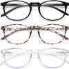 IBOANN 3 Pack Blue Light Blocking Glasses Women/Men, Fake Vintage Eyeglasses with Clear Lens ,Fashion Round Retro Frame, B117-29 Light Black&clear Blue&clear, M view 1