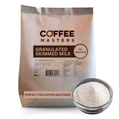 Coffee Masters Granulated Skimmed Milk Powder - 10 x 500g Dried Skim Powdered with No Additives - Perfect for Bean to Cup Espresso Machines and Home Use