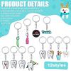 Tooth Shape Keychain Dentist Tooth Key Ring Dental Assistant Gifts Cute Tooth Ornament Decorative Keychain Ornament Dental Gift for Dental Students Office Staffs Dental Assistants, 12 Styles, view 3