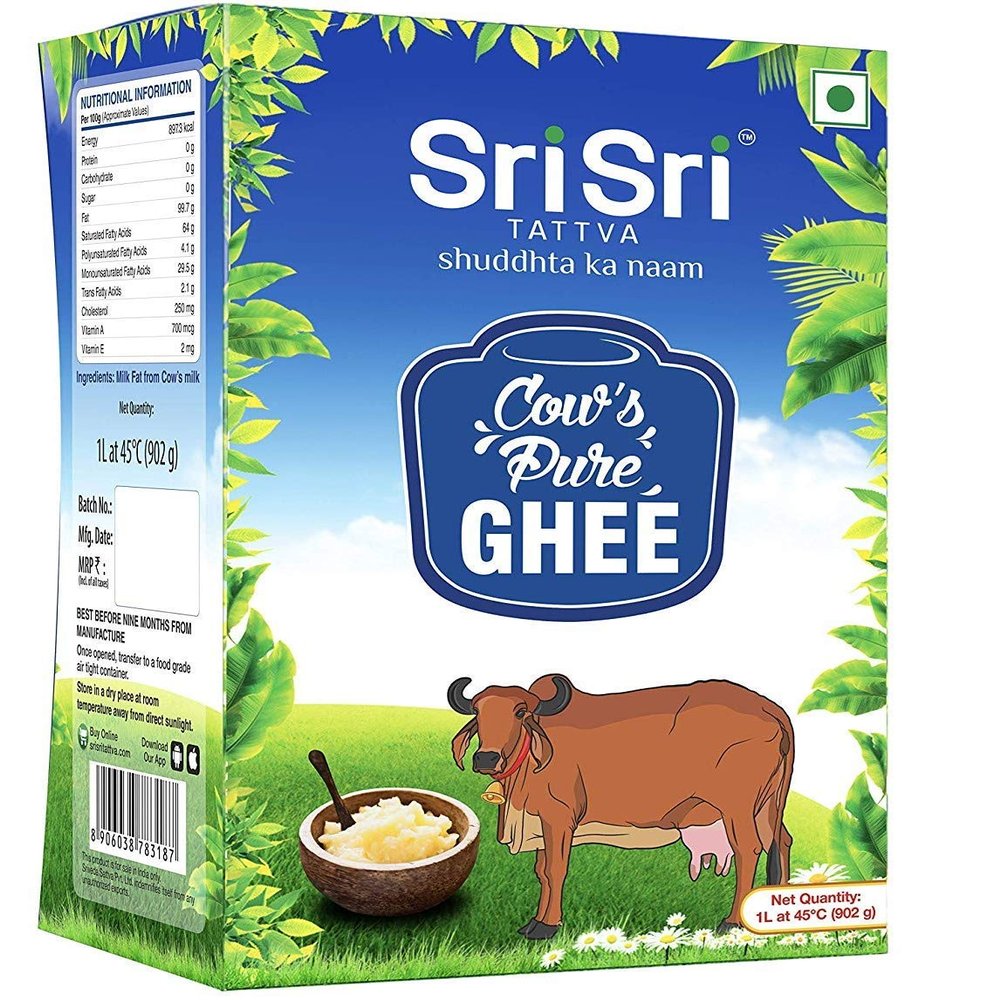 Sri Sri Tattva Cow Ghee - Pure Cow Ghee for Better Digestion and Immunity - 1 Litre (Pack of 1)