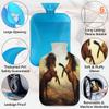 Horse Animals Hot Water Bottle with Fluffy Cover,2L Large Capacity,Horse Bottle Water Bag for Cosy Nights Relief Pain Back Neck and Shoulders view 3