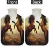 Horse Animals Hot Water Bottle with Fluffy Cover,2L Large Capacity,Horse Bottle Water Bag for Cosy Nights Relief Pain Back Neck and Shoulders view 4