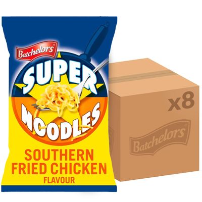 Batchelors Super Noodles Southern Fried Chicken Flavour, Instant Snack Ready in 4 Minutes, 90 g Packet (Pack Of 8)