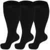 3 Pairs Plus Size Compression Socks (20-30 mmHg) for Women & Men, Wide Calf Extra Large Calves Knee High Flight Stockings for Pregnancy, Nurses, Seniors (2XL) view 1