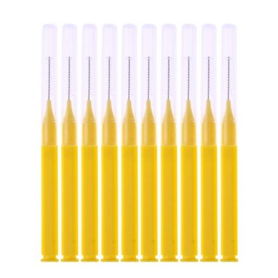 CADENABEAR interdental brushes 8pcs Tooth Floss Oral Hygiene Dental Floss Soft Plastic Interdental Brush Toothpick Healthy for Teeth Cleaning Oral tooth floss (Color : Jaune, Size : Taille unique)