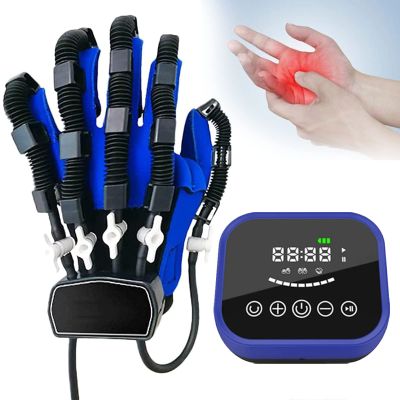 BEESOM Hand Rehabilitation Robot Gloves, Stroke Hand Therapy Equipment, Mirror Therapy for Hemiplegia Finger Trainer, Finger and Hand Function Rehabilitation,Blue-Left-L