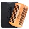 Longivia Beard Comb for Men 100% Pear Wood Ecological Comb for Beard and Moustache Care and Care  Anti-Static Barberia Accessory  Synthetic Leather Case view 1