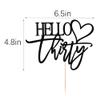 AROKIPPRY Hello Thirty Cake Topper, 30th Anniversary / Birthday Wedding Party Decorations Supplies, black flash view 2