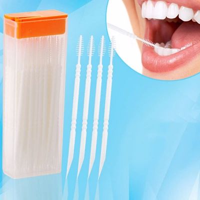 CADENABEAR interdental brushes 50pcs Double Head Dental Floss Interdental Toothpick Brush Brush Teeth Stick Dental Oral Care Toothpicks Floss Pick tooth floss