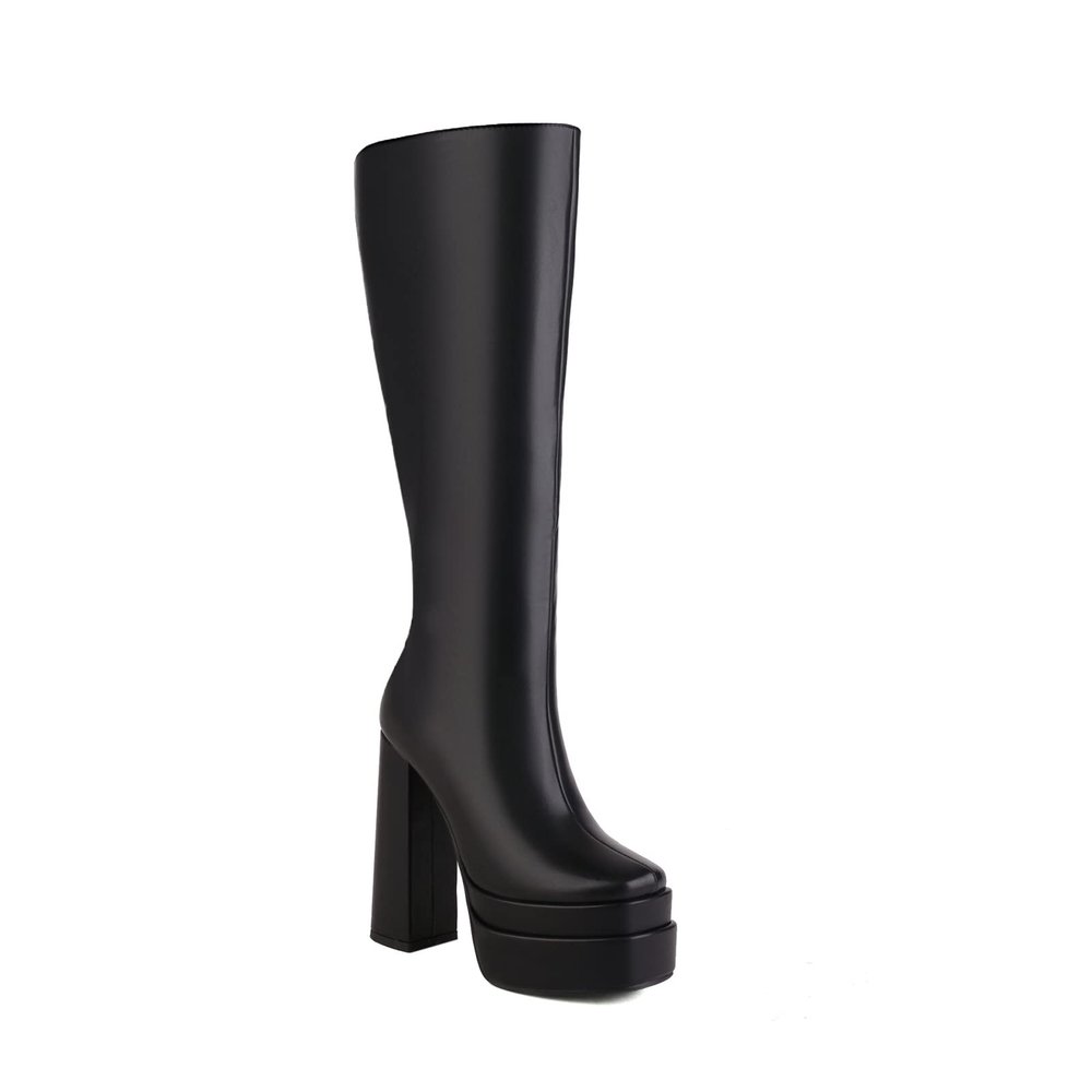 WOkismD 14CM/5.51IN Thick Heel Sexy Elegant Ladies Nightclub Boots High Knee High Dancing Boots,Black,40