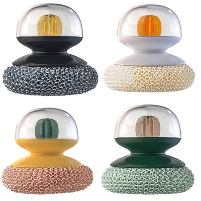 SHERCHPRY 4pcs Pot Brush Wok Utensils Cookware Scrubber Dish Scrubber Brush Wok Tools Pot Cleaner Metal Household Cleaner Dishwashing Brush with Handle Accessories Dish Shape