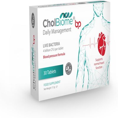 CholBiome BP Tablets - 30 Tabs, 4 Billion CFU/Serving Source Capsules, Probiotic Blood Pressure Control Supplement, Helps Lowering Cholestrol, Probiotics for Gut Health